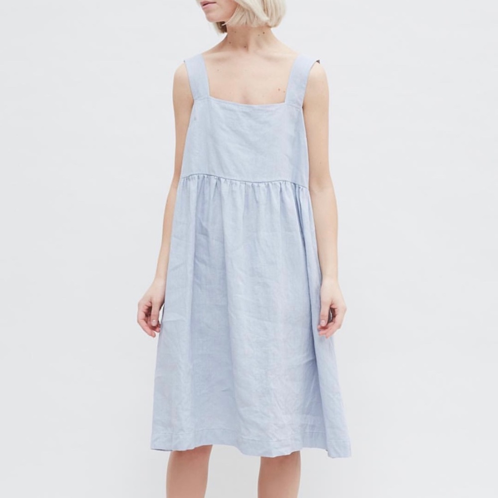 COPY - Linen Midi Dress / Pinafore Dress